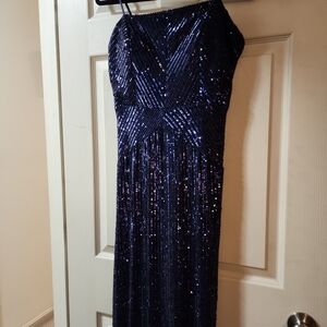 Emerald Sundae Navy Sequin Strapless Dress